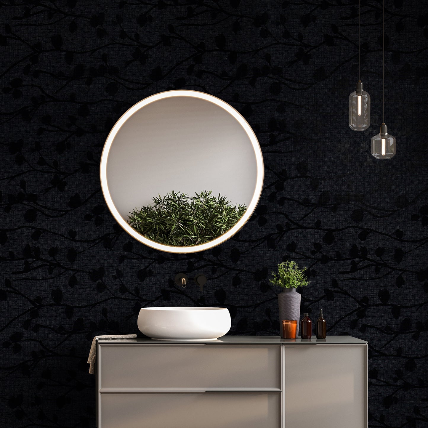 Black Silk Embossed Wallpaper