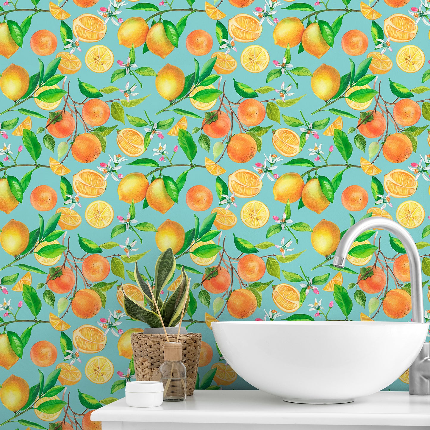 Orange Fruit Peel and Stick Wallpaper