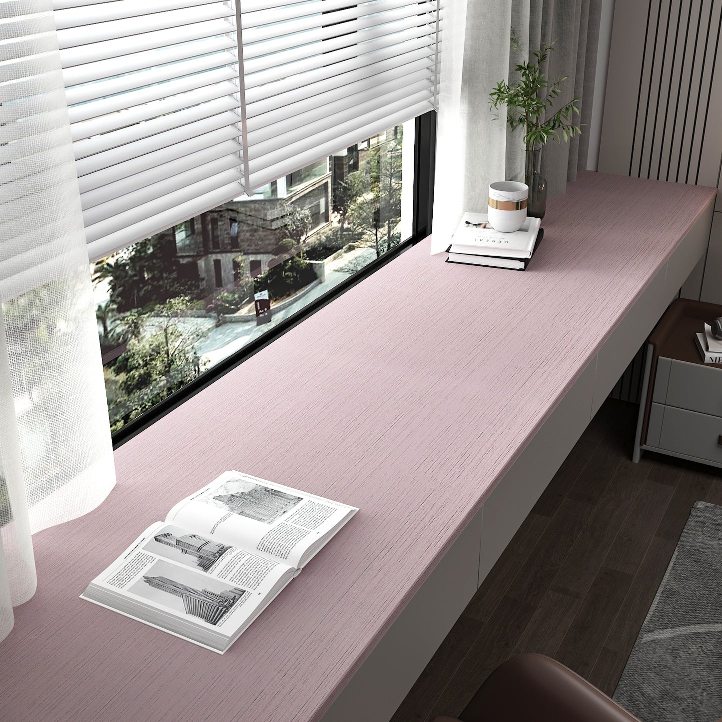 Light Pink Faux Grasscloth Contact Paper