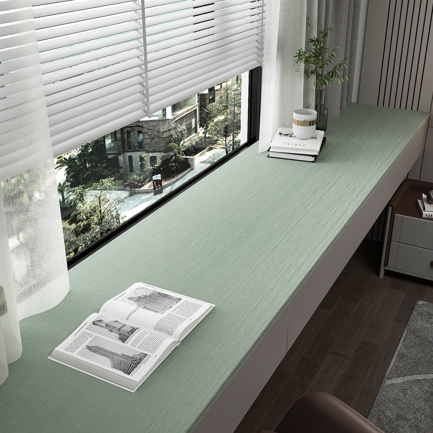 Light Green Faux Grasscloth Contact Paper