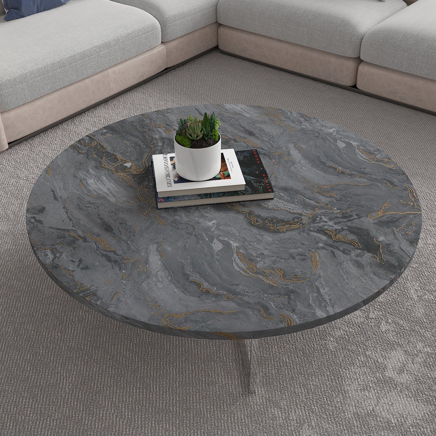 Matte Grey Gold Marble Wallpaper