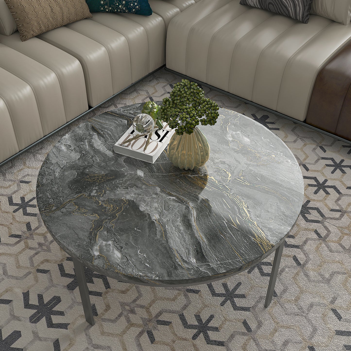 Glossy Grey Gold Marble Wallpaper