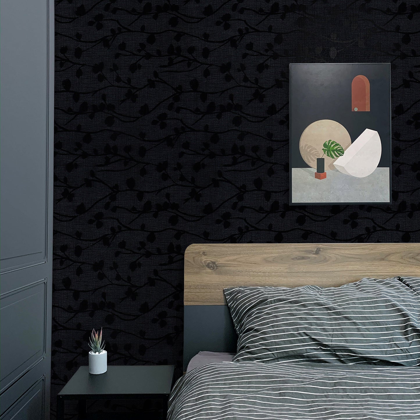 Black Silk Embossed Wallpaper