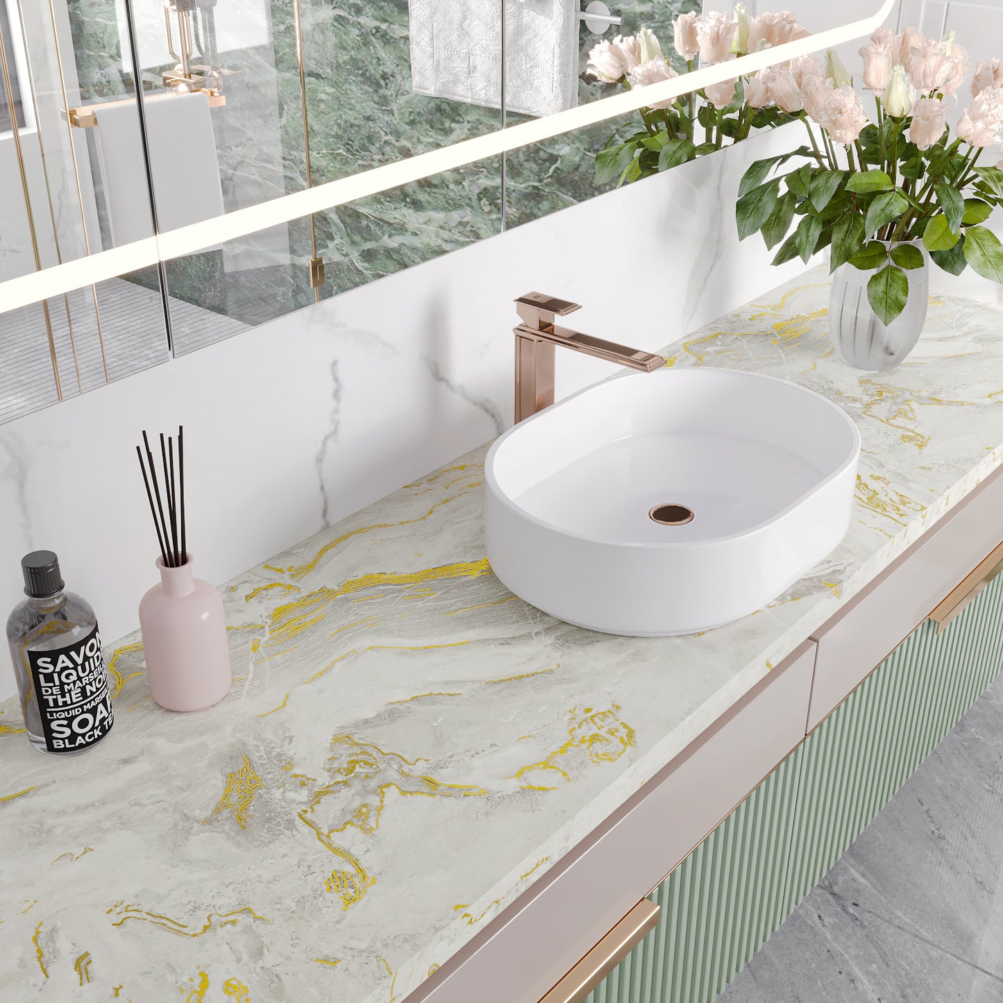 Matte Beige Gold Marble Peel and Stick Contact Paper