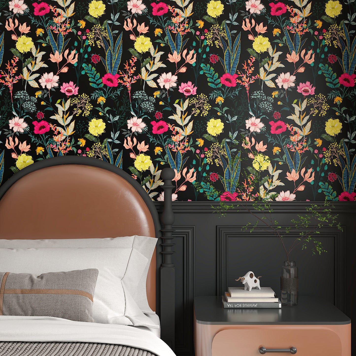 Vintage Dark Floral Peel Stick Wallpaper