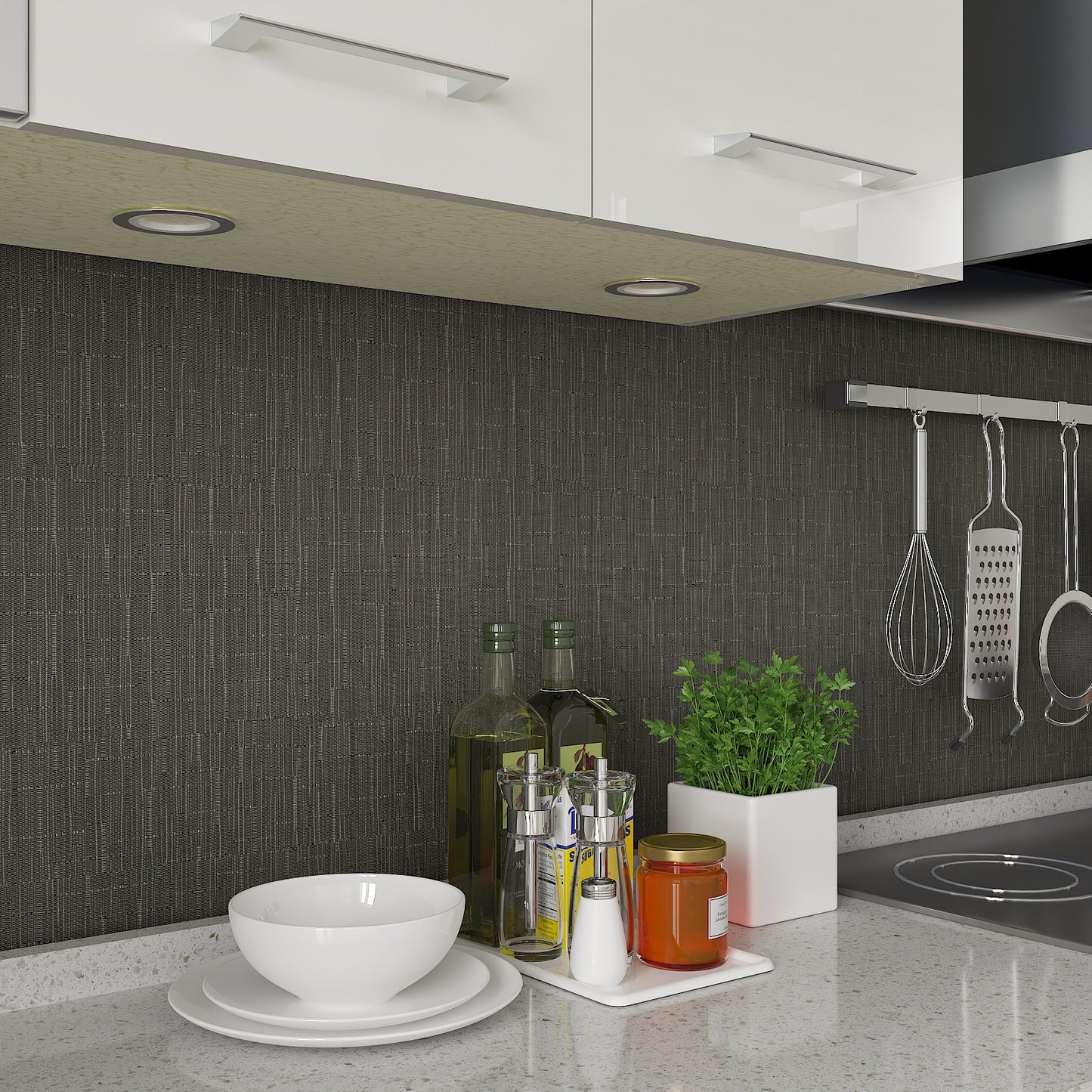 Grey Faux Grasscloth Contact Paper