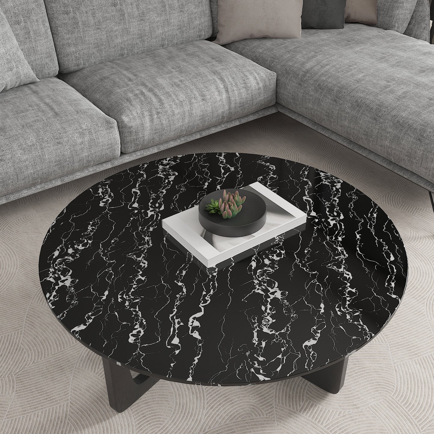 Glossy Black Marble Contact Paper