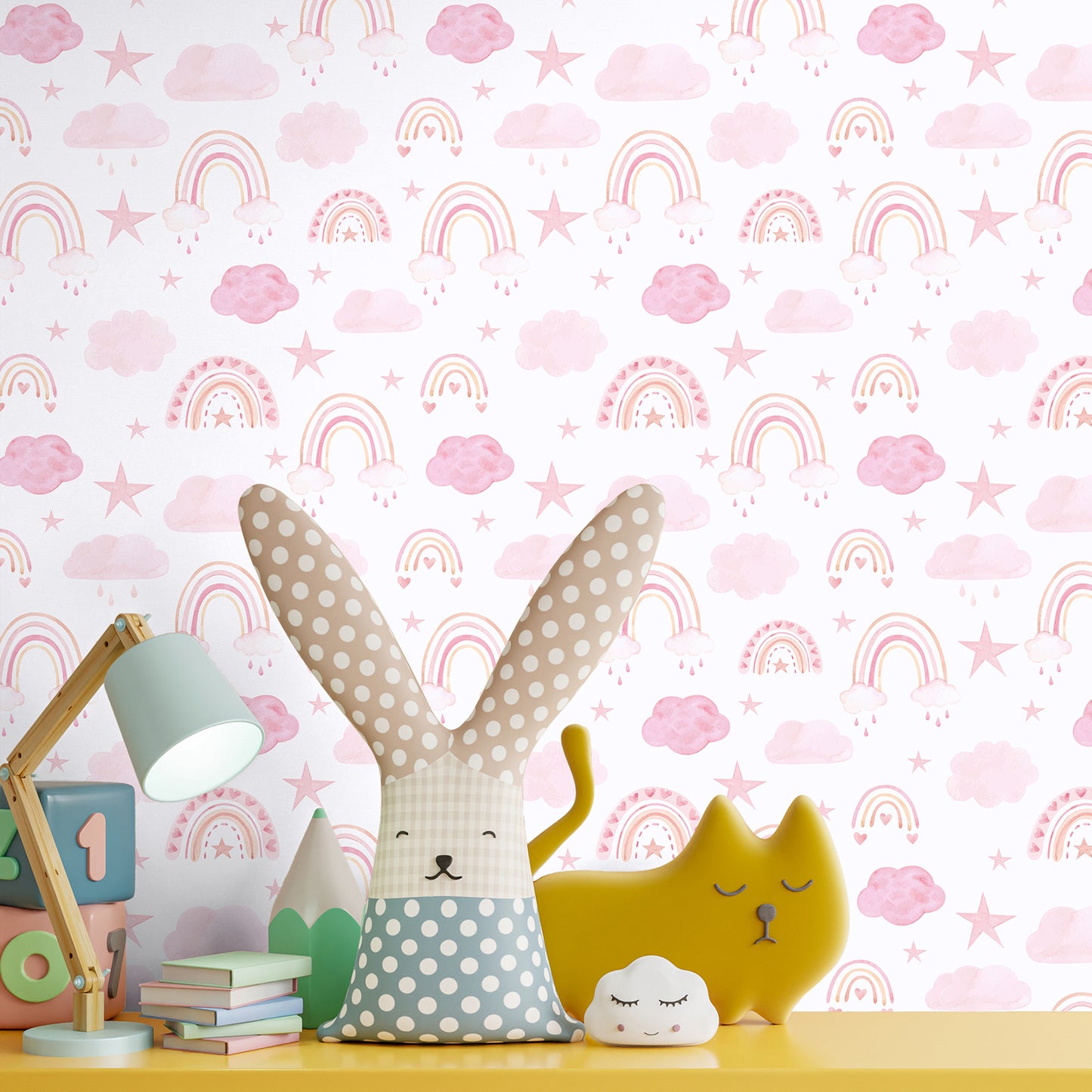 Watercolor Pink Rainbow Peel and Stick Wallpaper