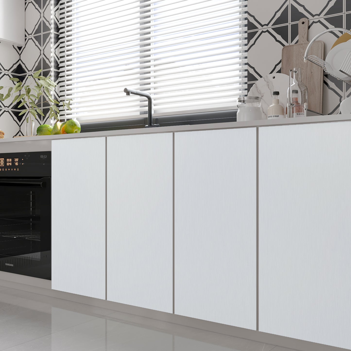 Bright White Stainless Steel Contact Paper