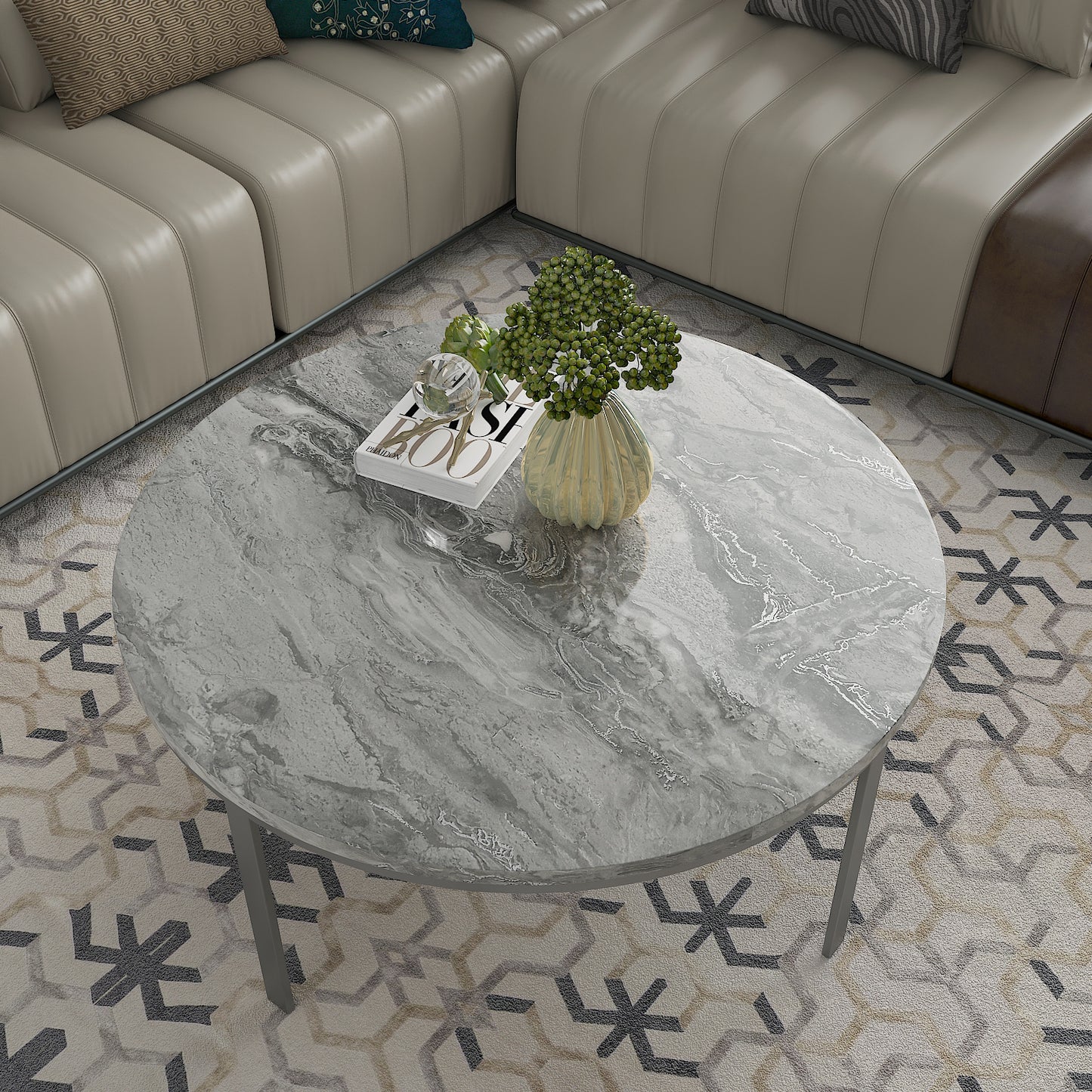 Glossy Light Grey Marble Wallpaper