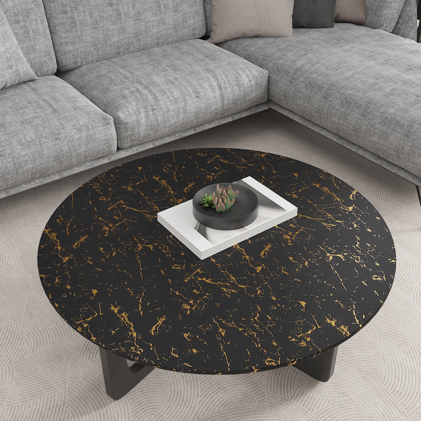 Matte Black Gold Marble Contact Paper