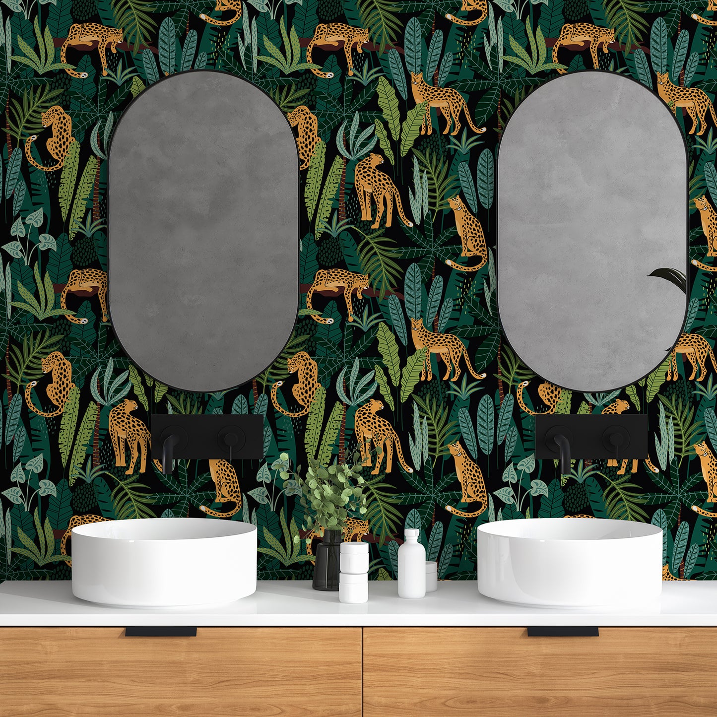 Green Leaf Leopard King Peel and Stick Wallpaper