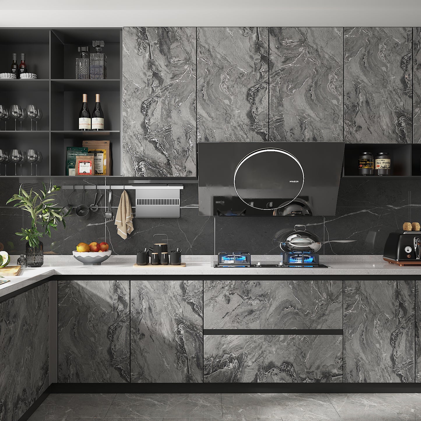 Matte Grey Marble Wallpaper