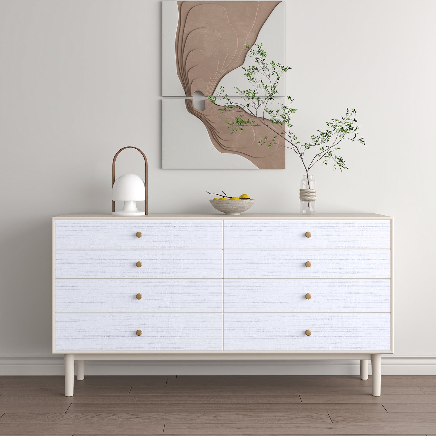 White Textured Grasscloth Wallpaper