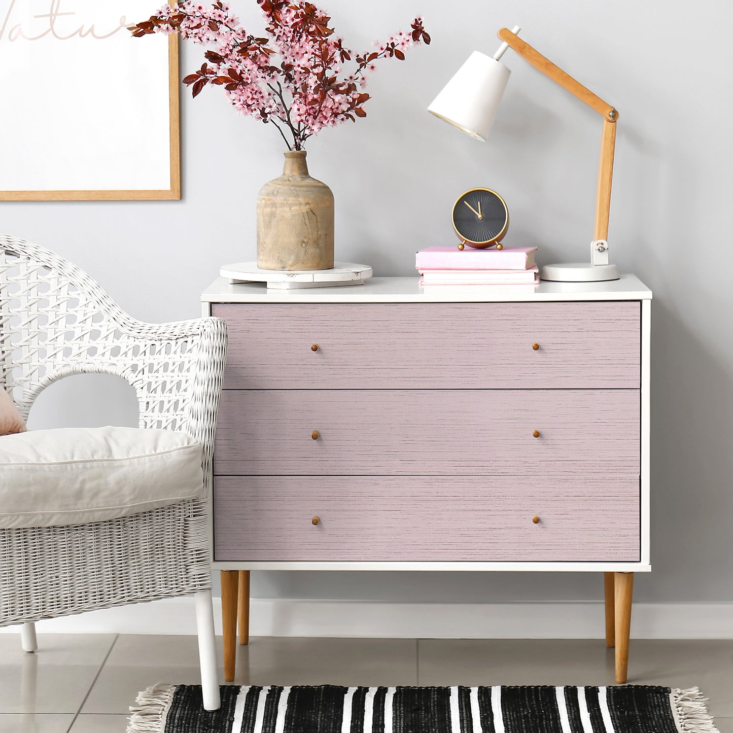 Light Pink Faux Grasscloth Contact Paper