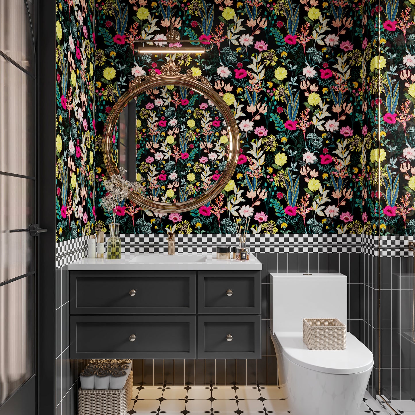 Vintage Dark Floral Peel Stick Wallpaper