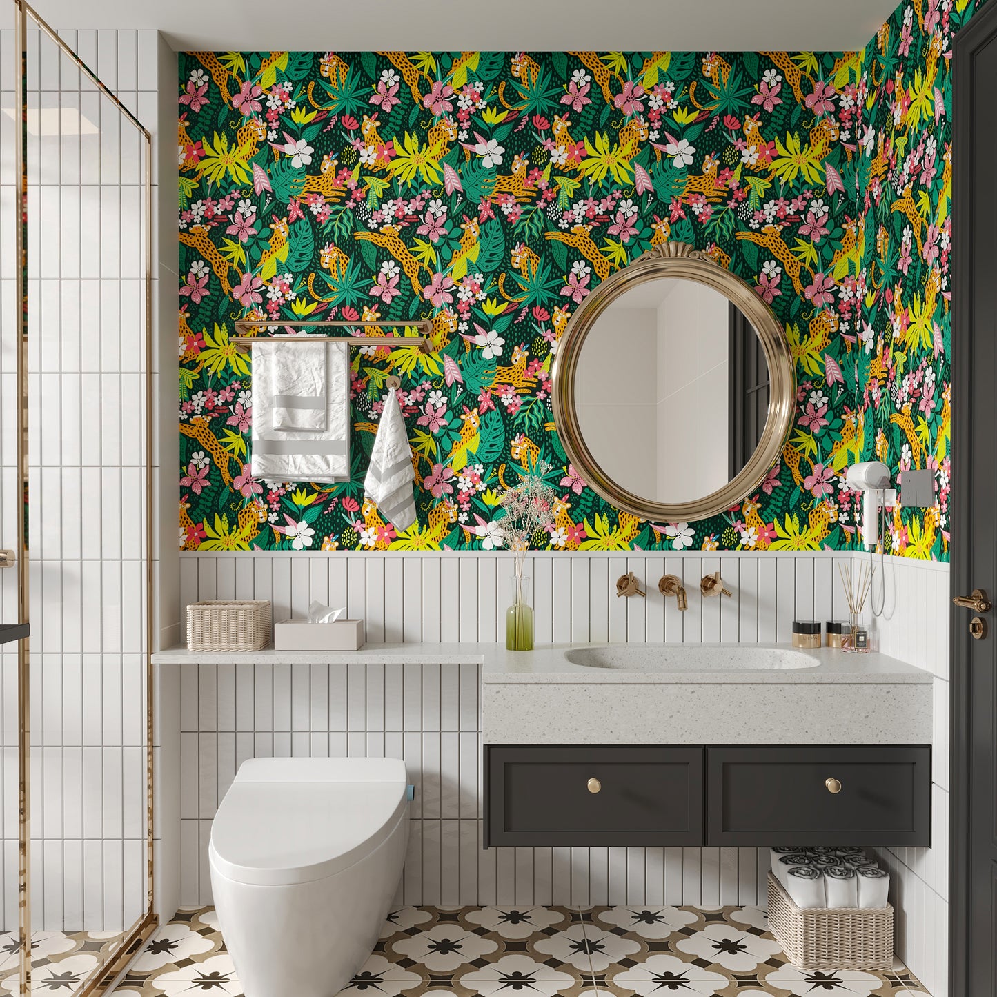 Cute Gold Tribal Leopard Peel and Stick Wallpaper