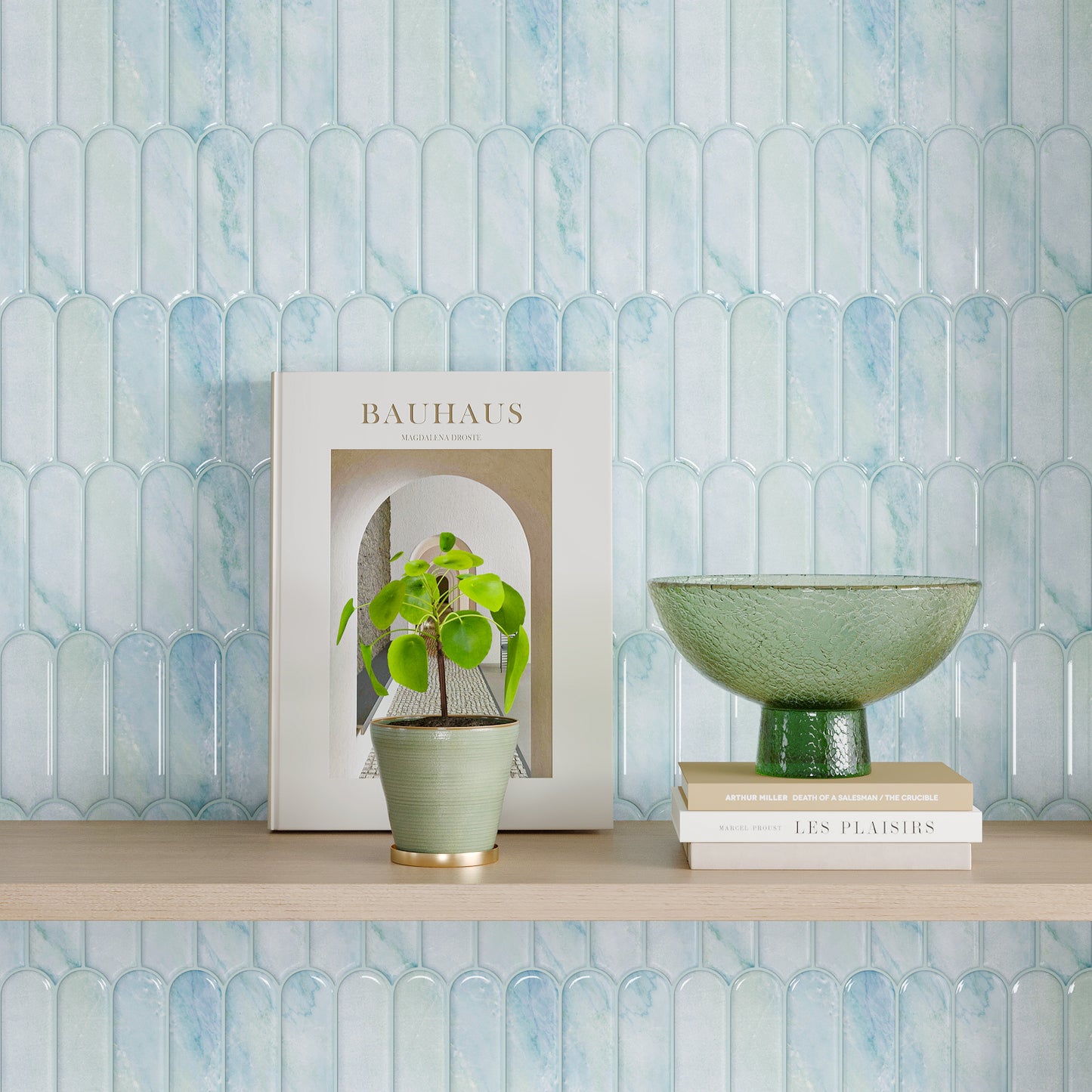 3D Blue Fish Scale Marble Backsplash Tile