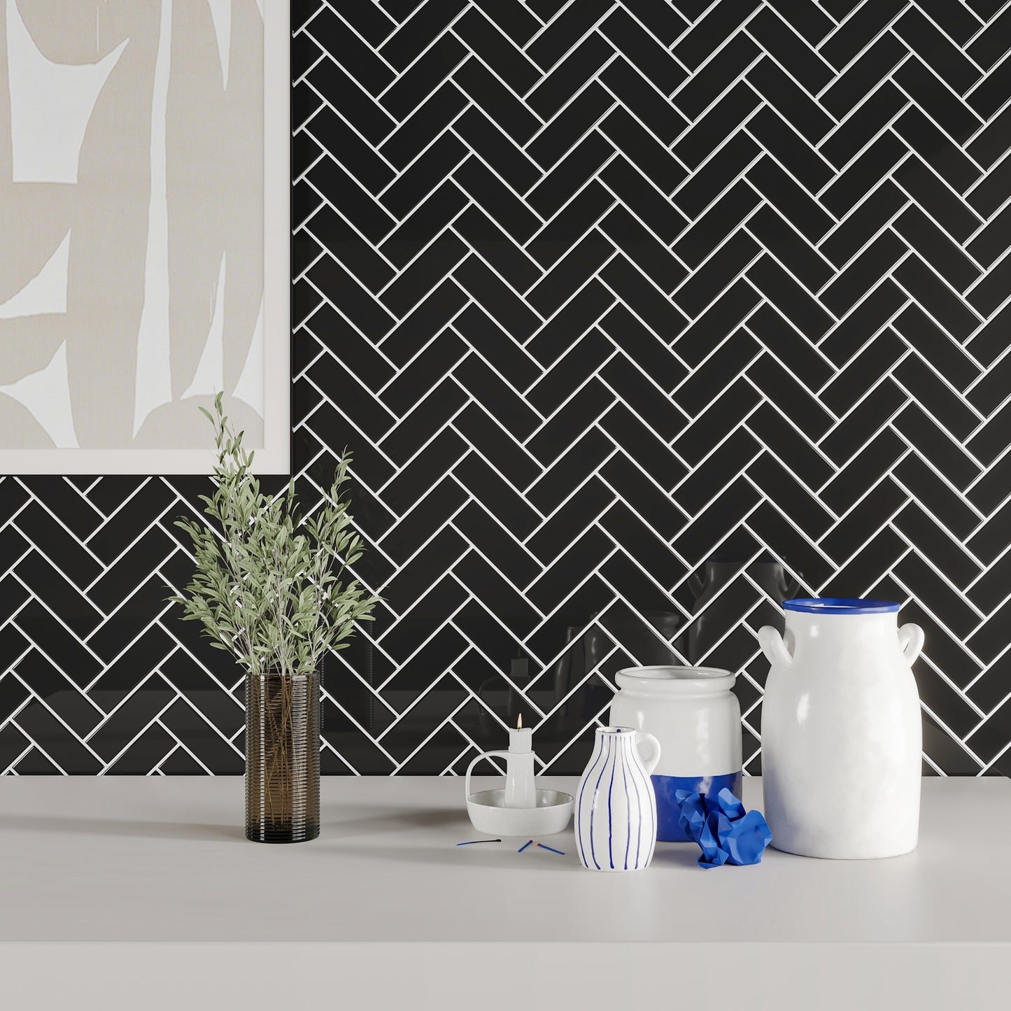 Black Waterproof Backsplash Tile