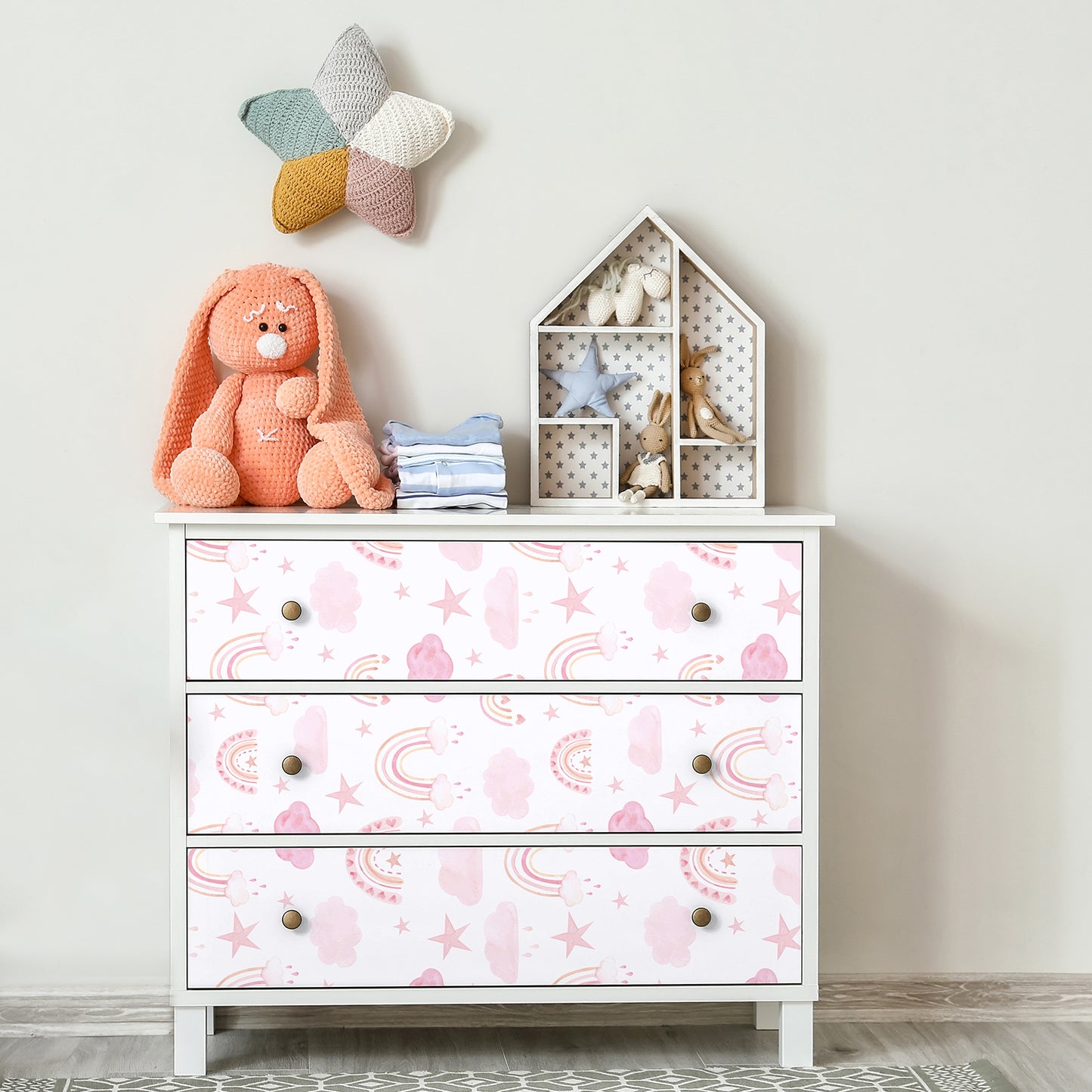 Watercolor Pink Rainbow Peel and Stick Wallpaper