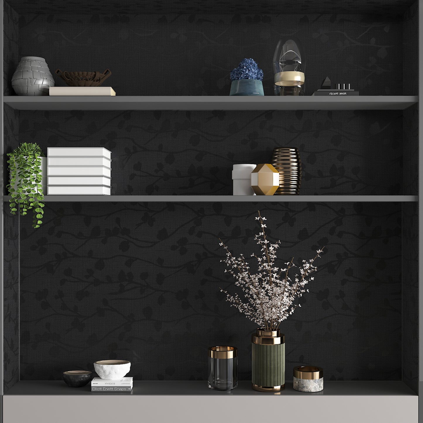 Black Silk Embossed Wallpaper