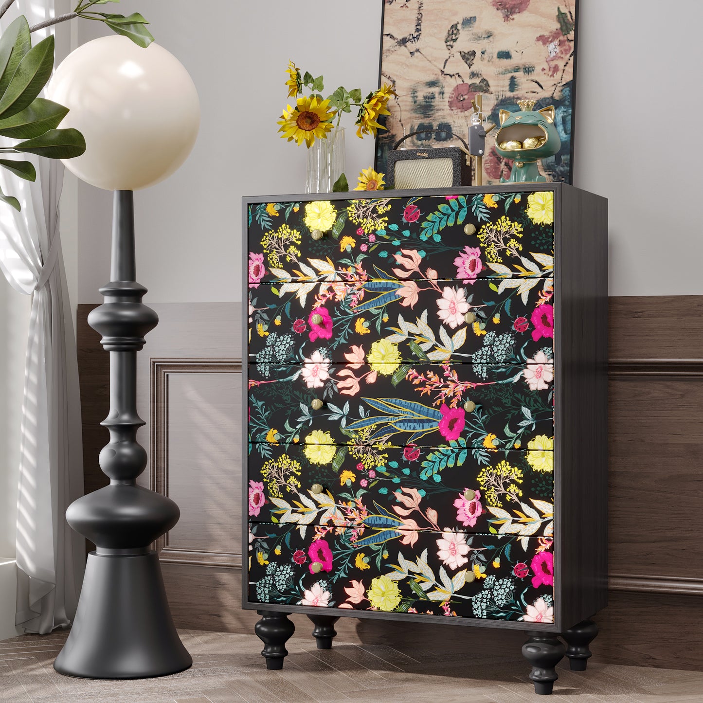 Vintage Dark Floral Peel Stick Wallpaper