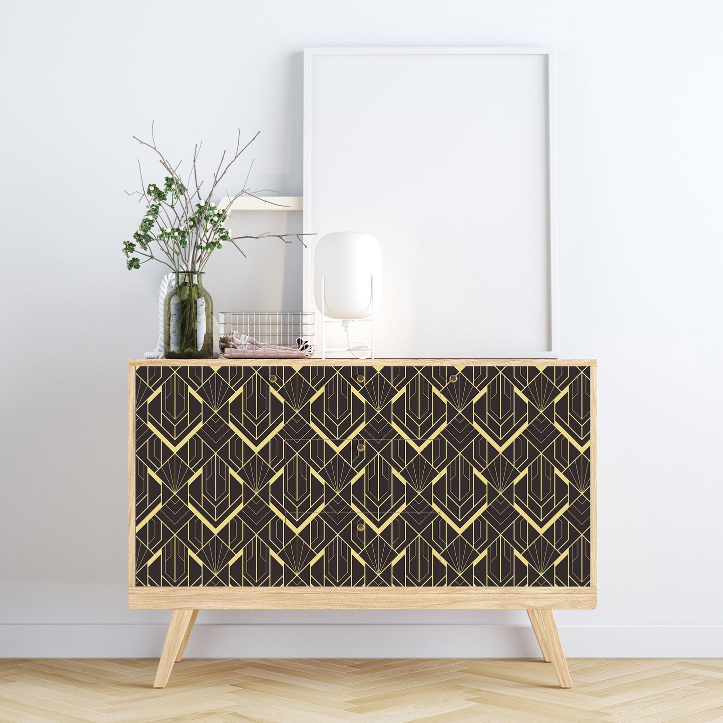 Modern Black and Gold Peel and Stick Wallpaper