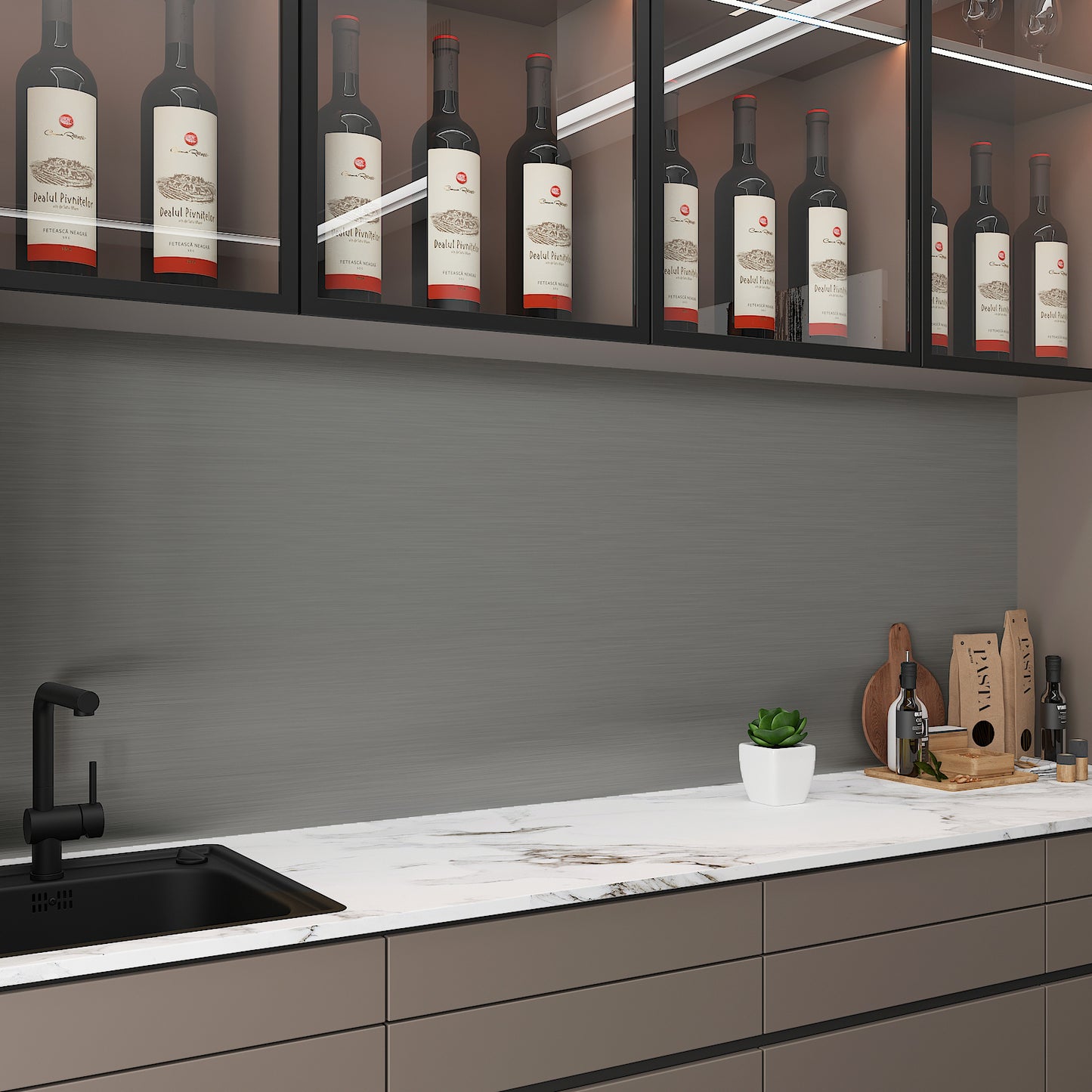 Grey Brushed Stainless Steel Contact Paper