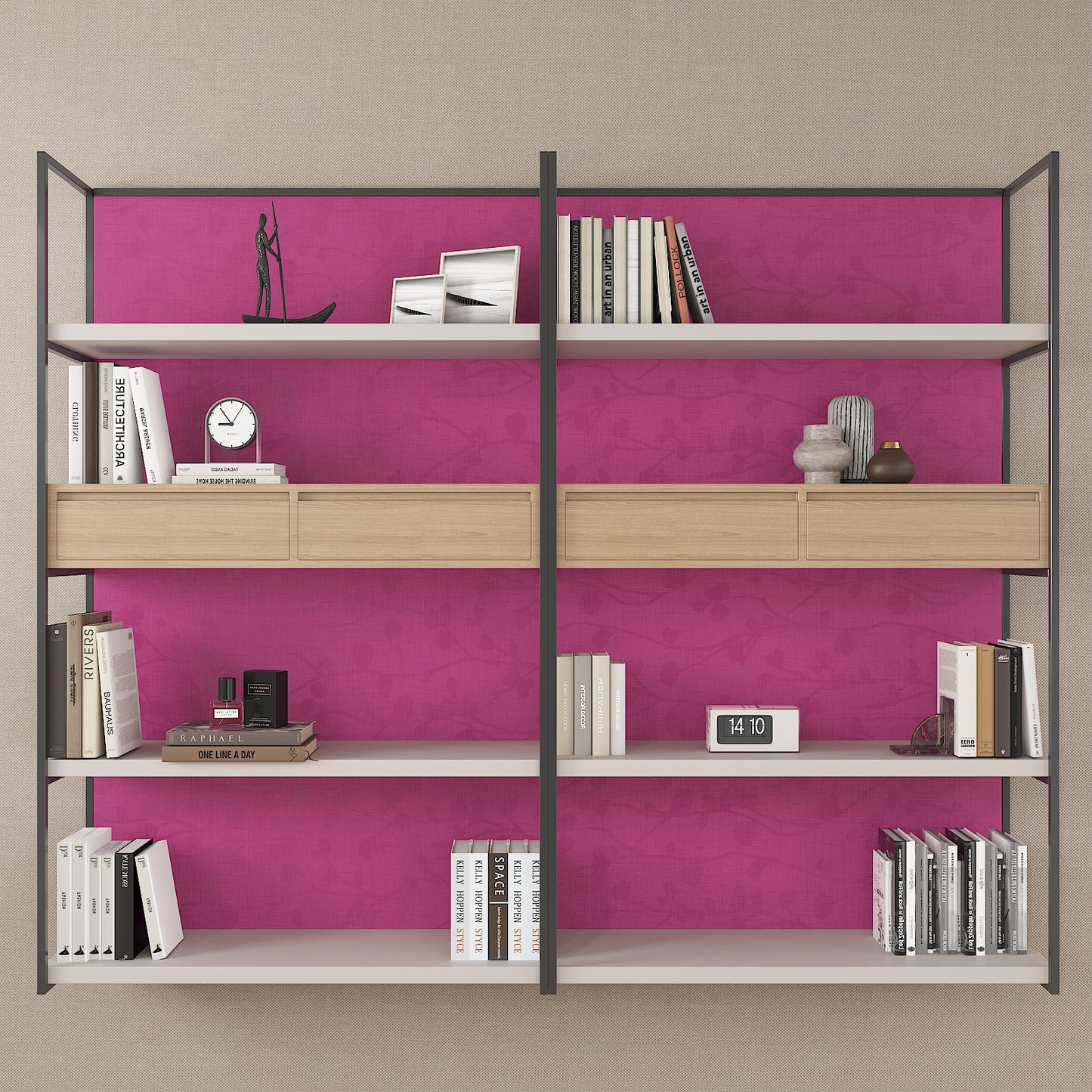 Hot Pink Silk Embossed Wallpaper