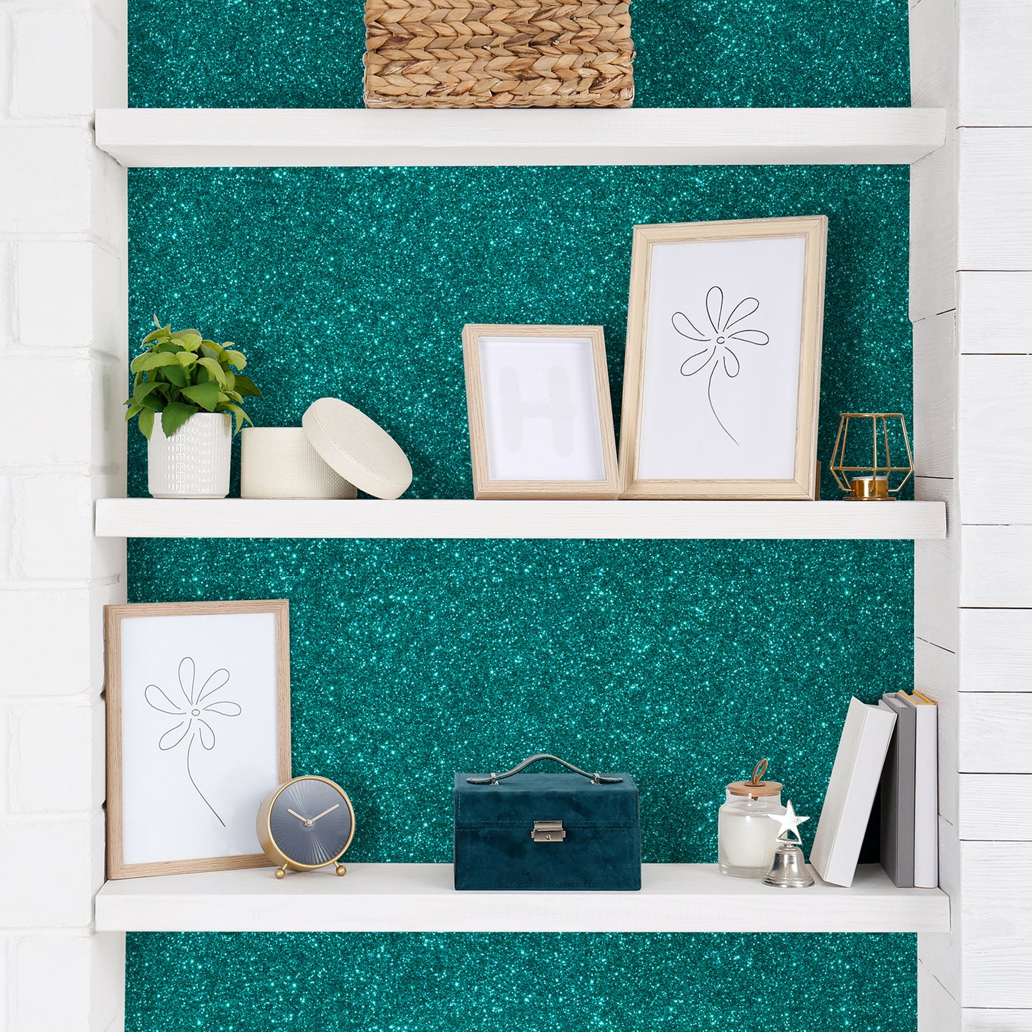 Teal Blue Glitter Contact Paper