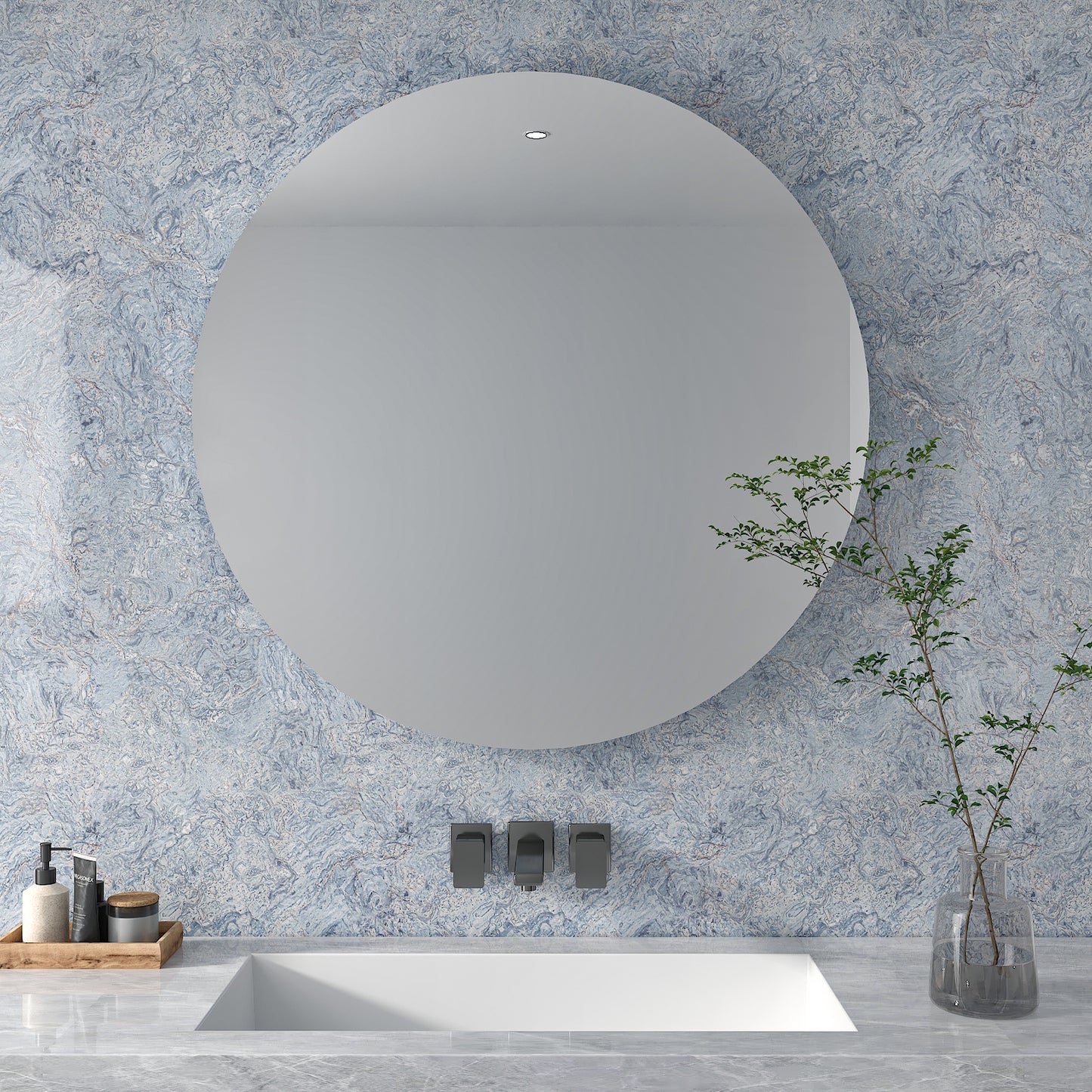 Glossy Blue Marble Peel and Stick Contact Paper
