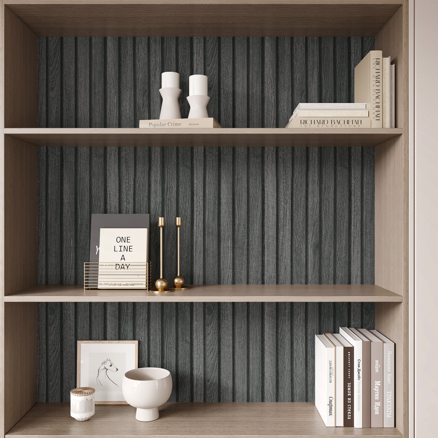 Black Wooden Slats Wallpaper