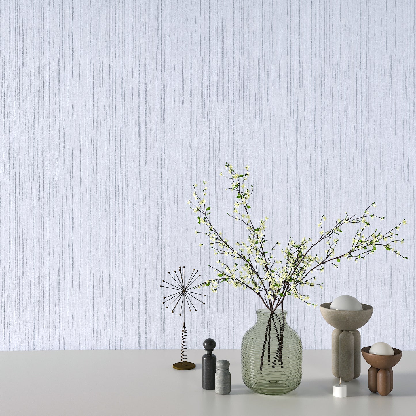 White Textured Grasscloth Wallpaper