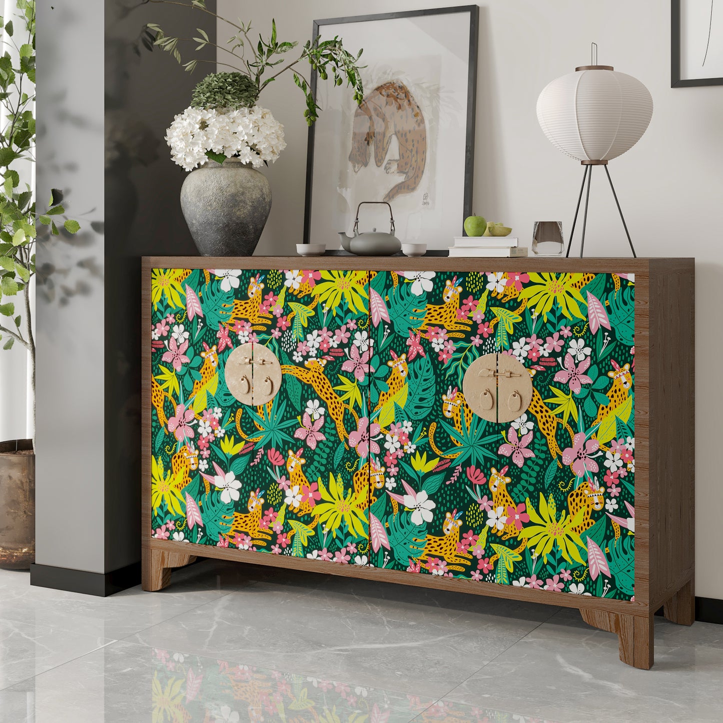 Cute Gold Tribal Leopard Peel and Stick Wallpaper