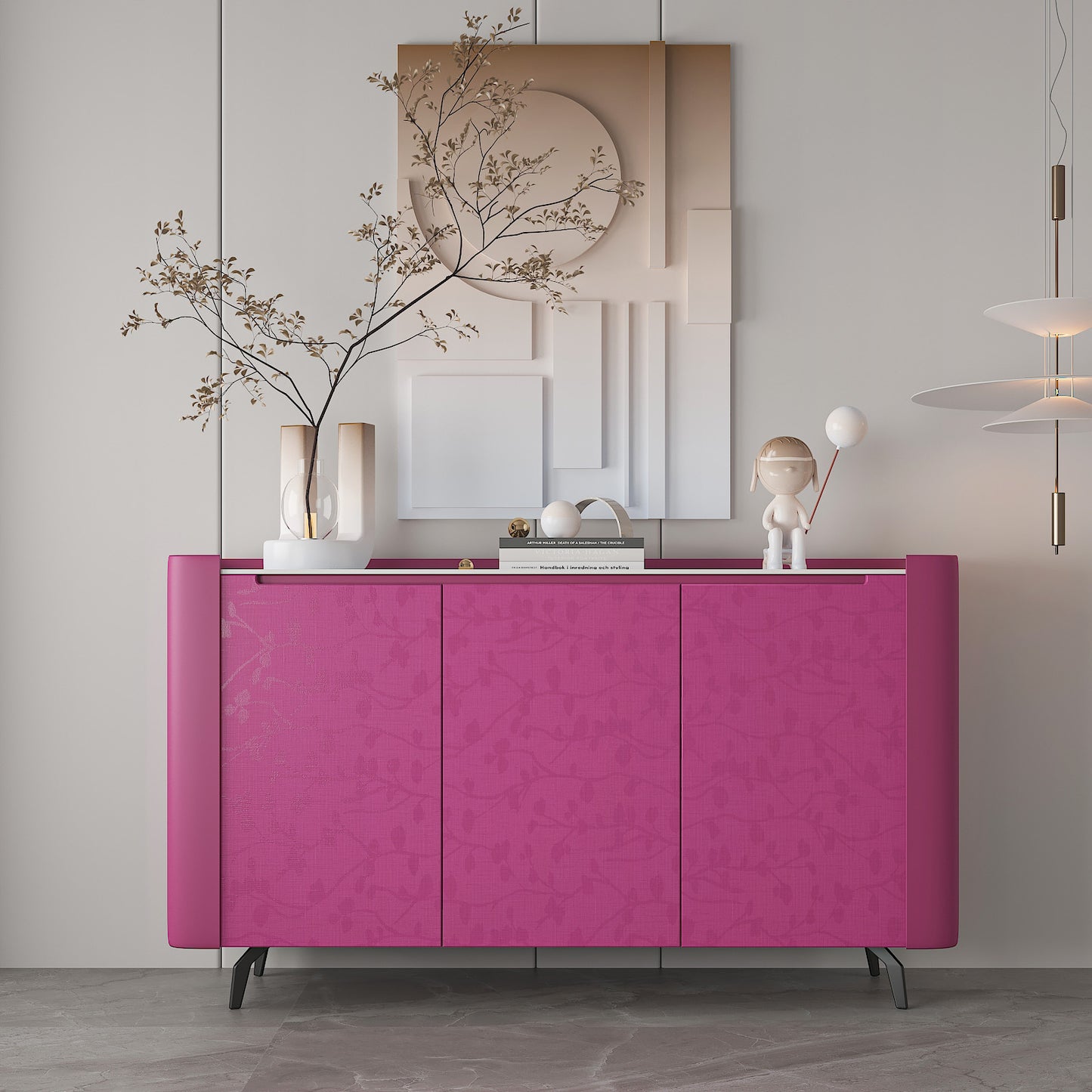 Hot Pink Silk Embossed Wallpaper