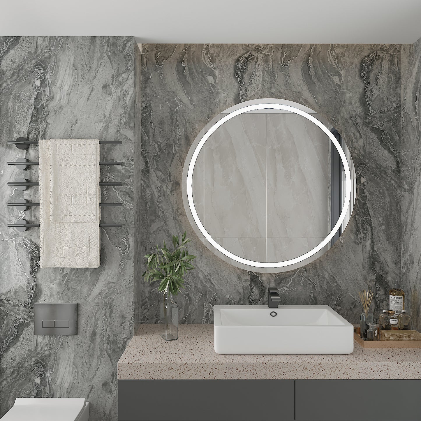 Glossy Light Grey Marble Wallpaper