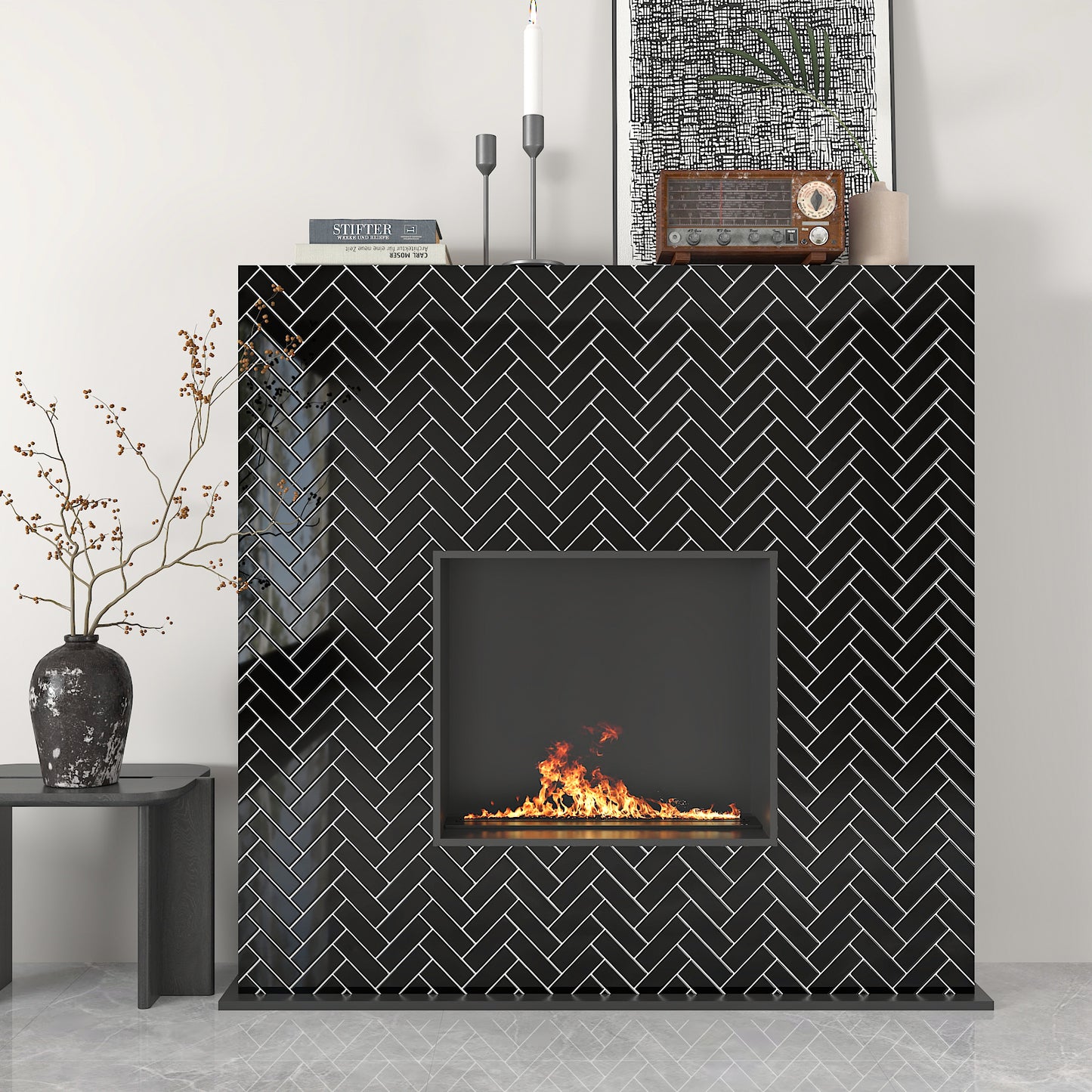 Black Waterproof Backsplash Tile