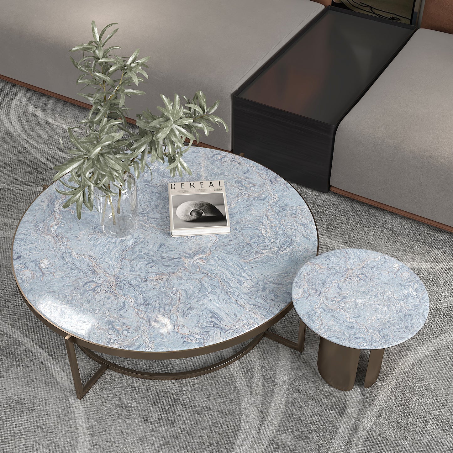Glossy Blue Marble Peel and Stick Contact Paper