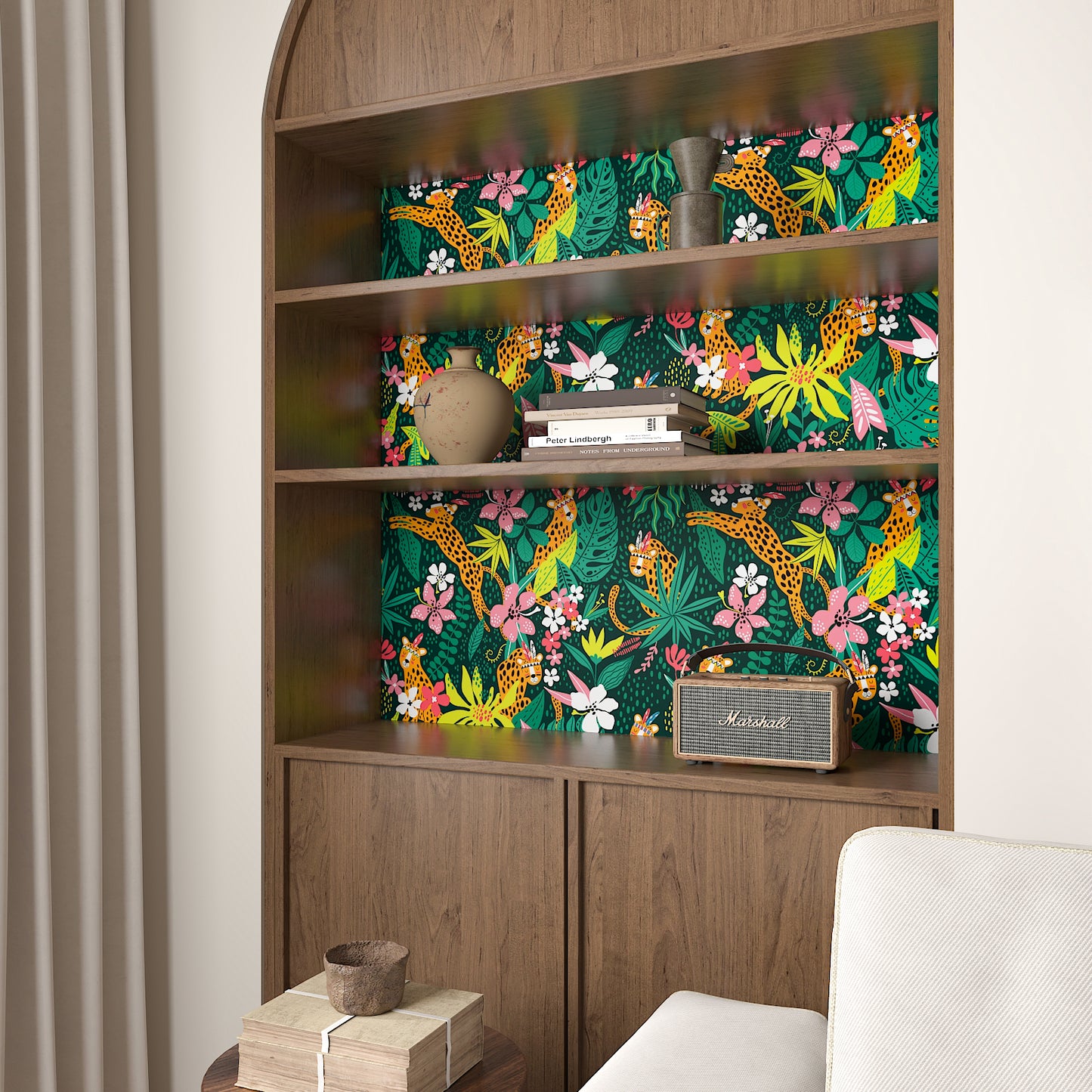 Cute Gold Tribal Leopard Peel and Stick Wallpaper