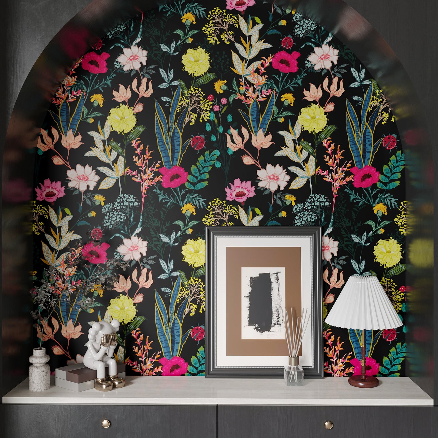 Vintage Dark Floral Peel Stick Wallpaper