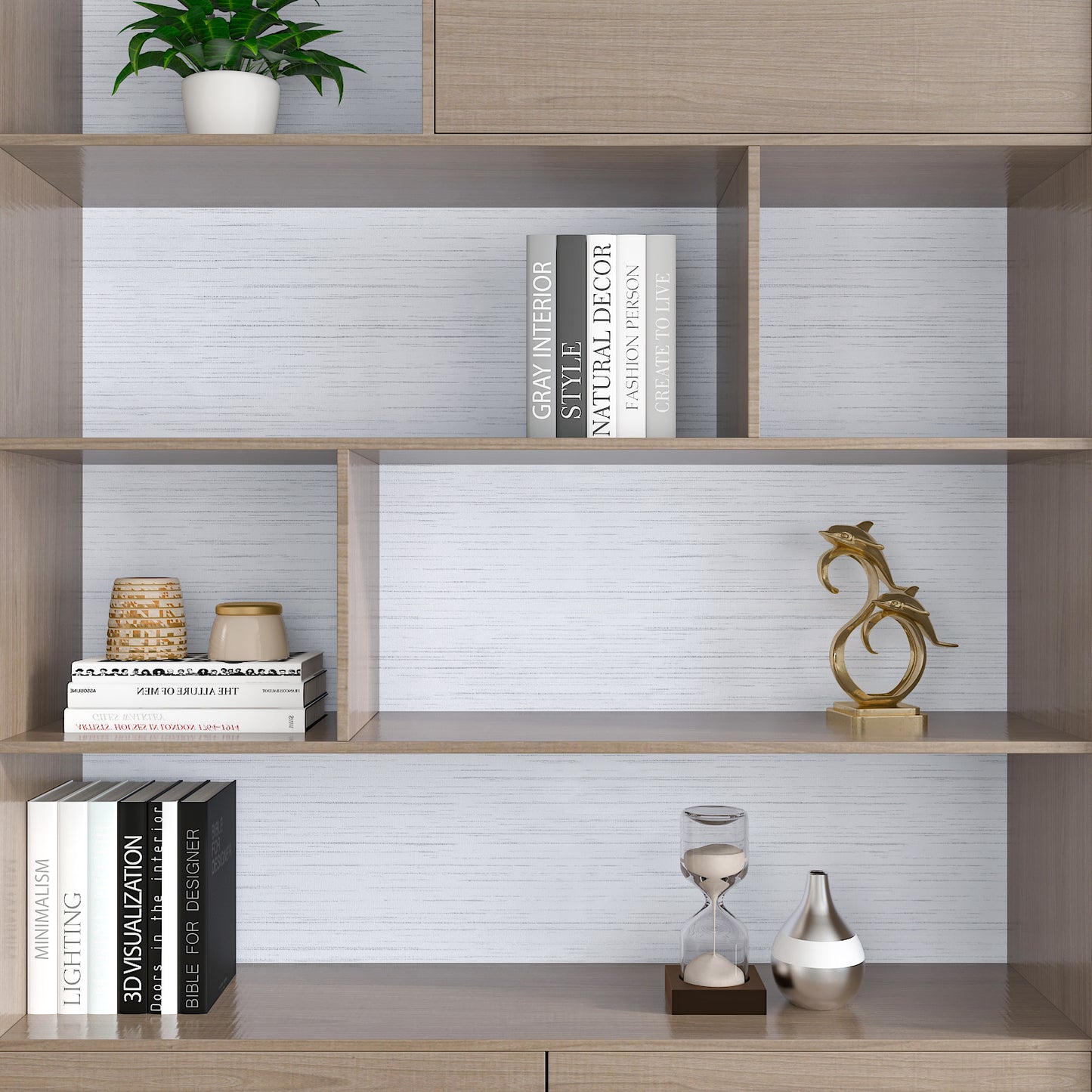 White Textured Grasscloth Wallpaper