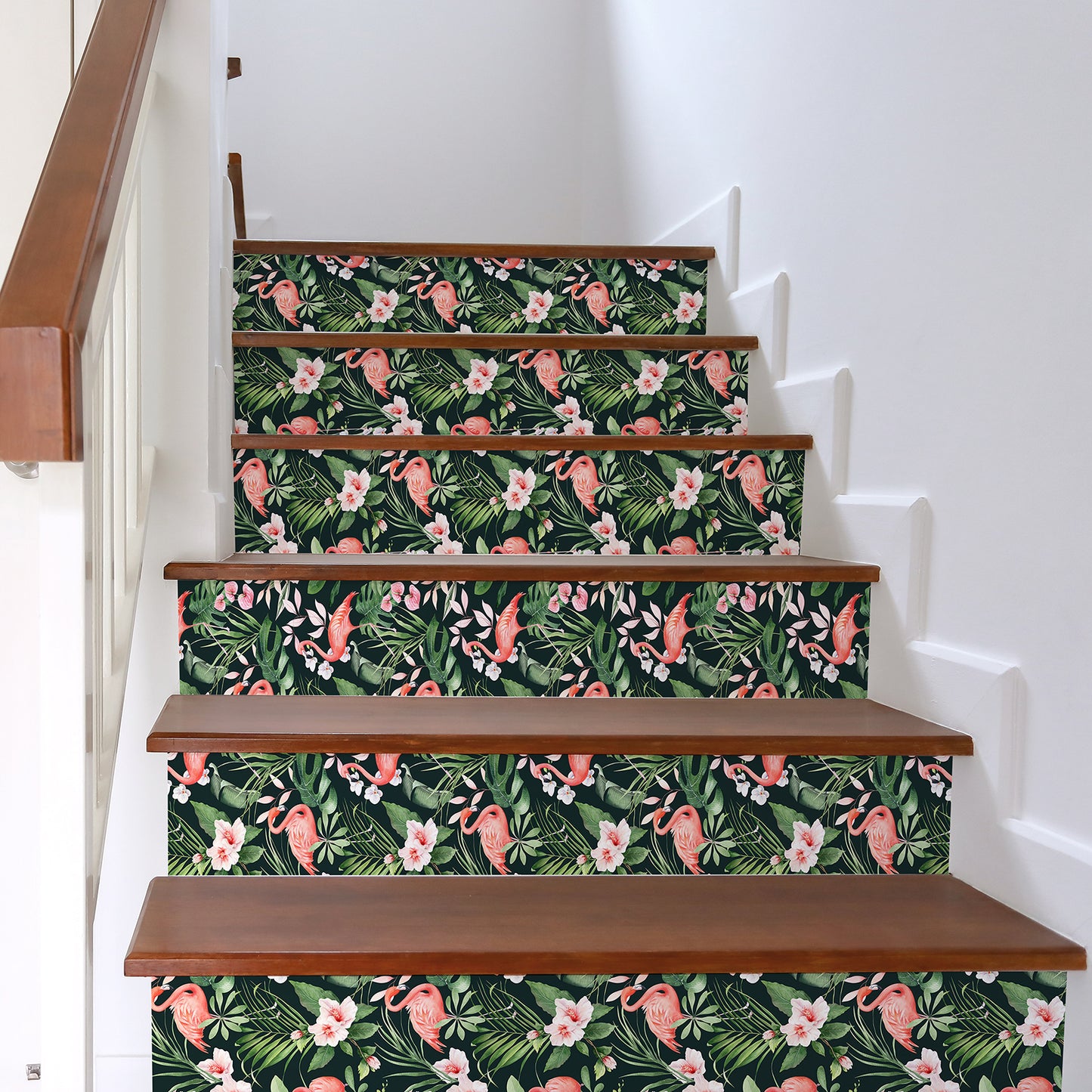 Pink Flamingo Tropical Jungle Palm Leaf Wallpaper