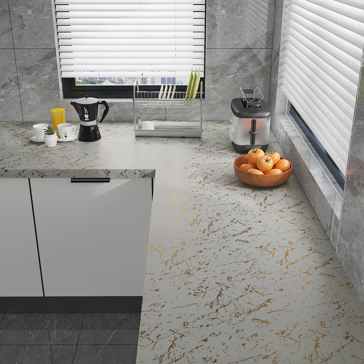 Matte White Gold Marble Contact Paper