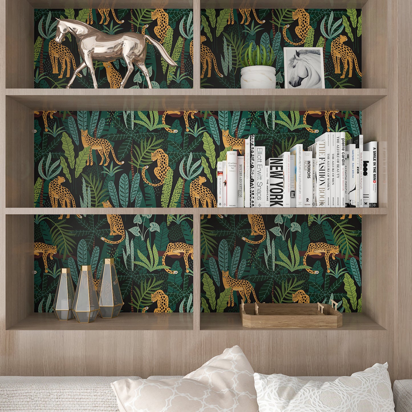 Green Leaf Leopard King Peel and Stick Wallpaper