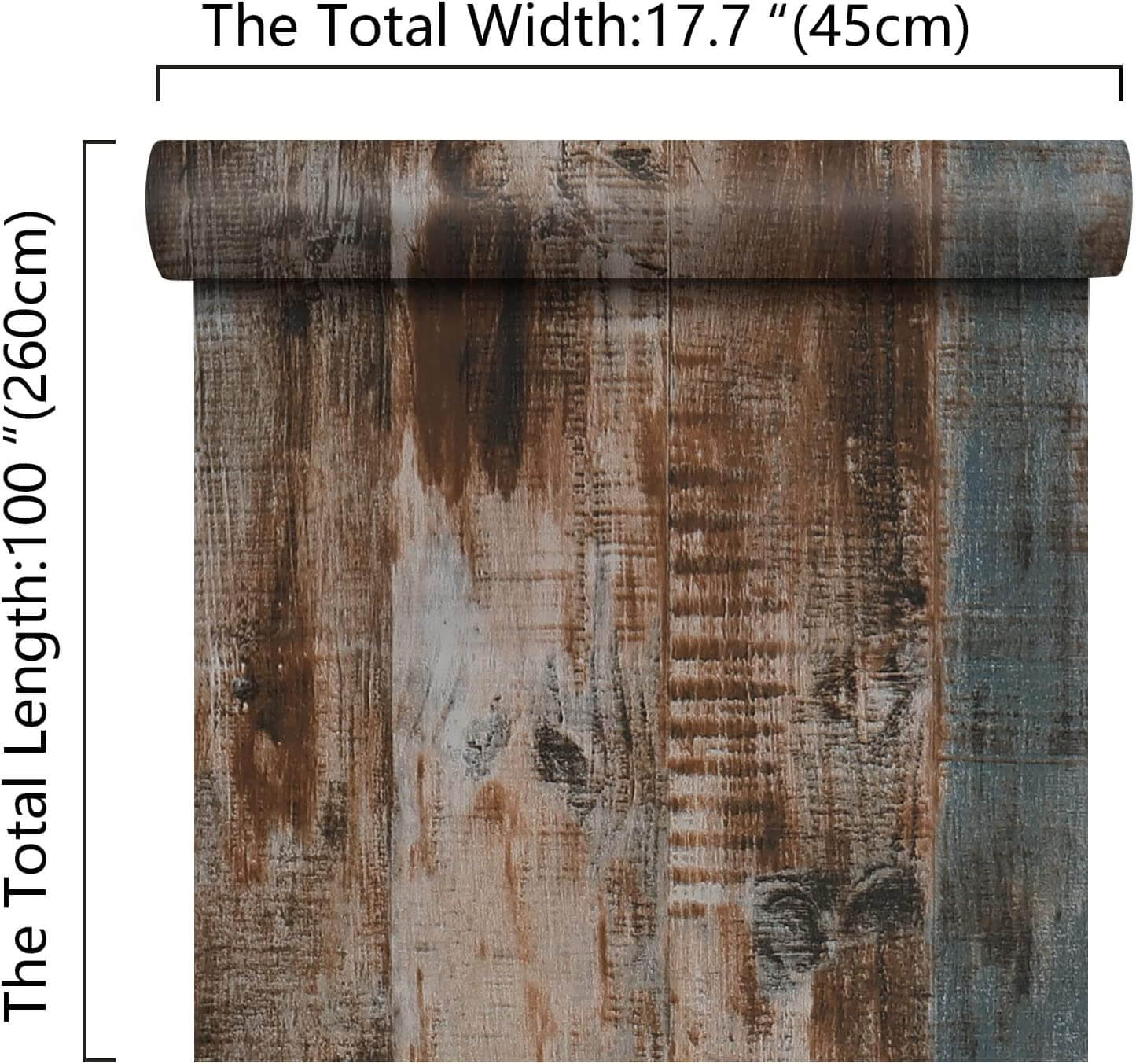     17.7in-wide-by-100in-long-brown-wood-plank-wallpaper-vinyl-sticker-roll