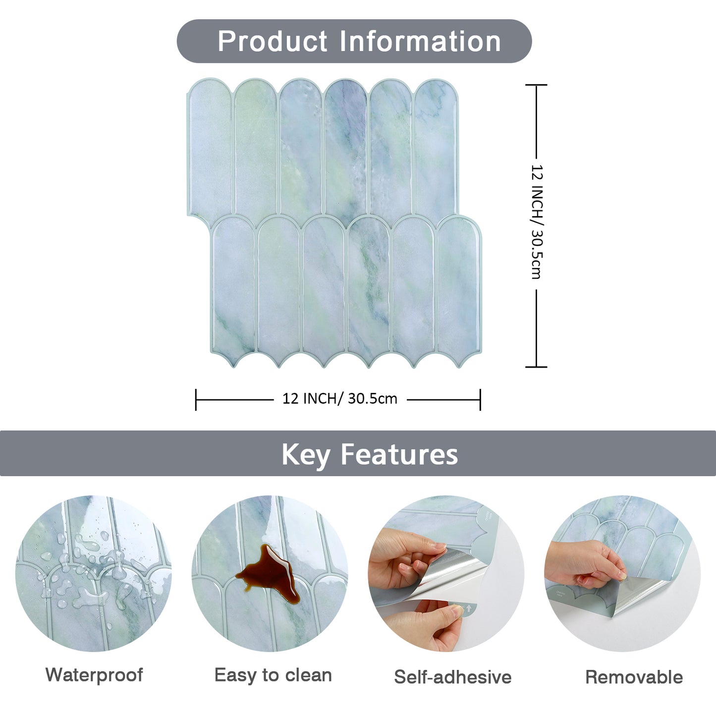 3D Blue Fish Scale Marble Backsplash Tile