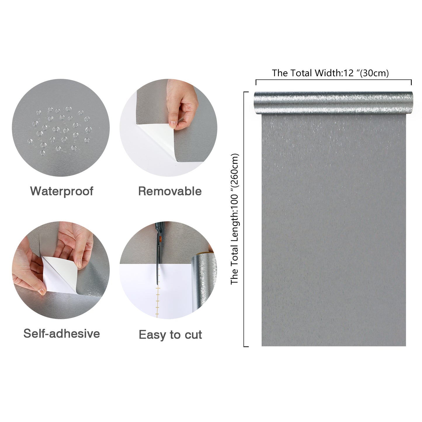 Silver Brushed Stainless Steel Contact Paper
