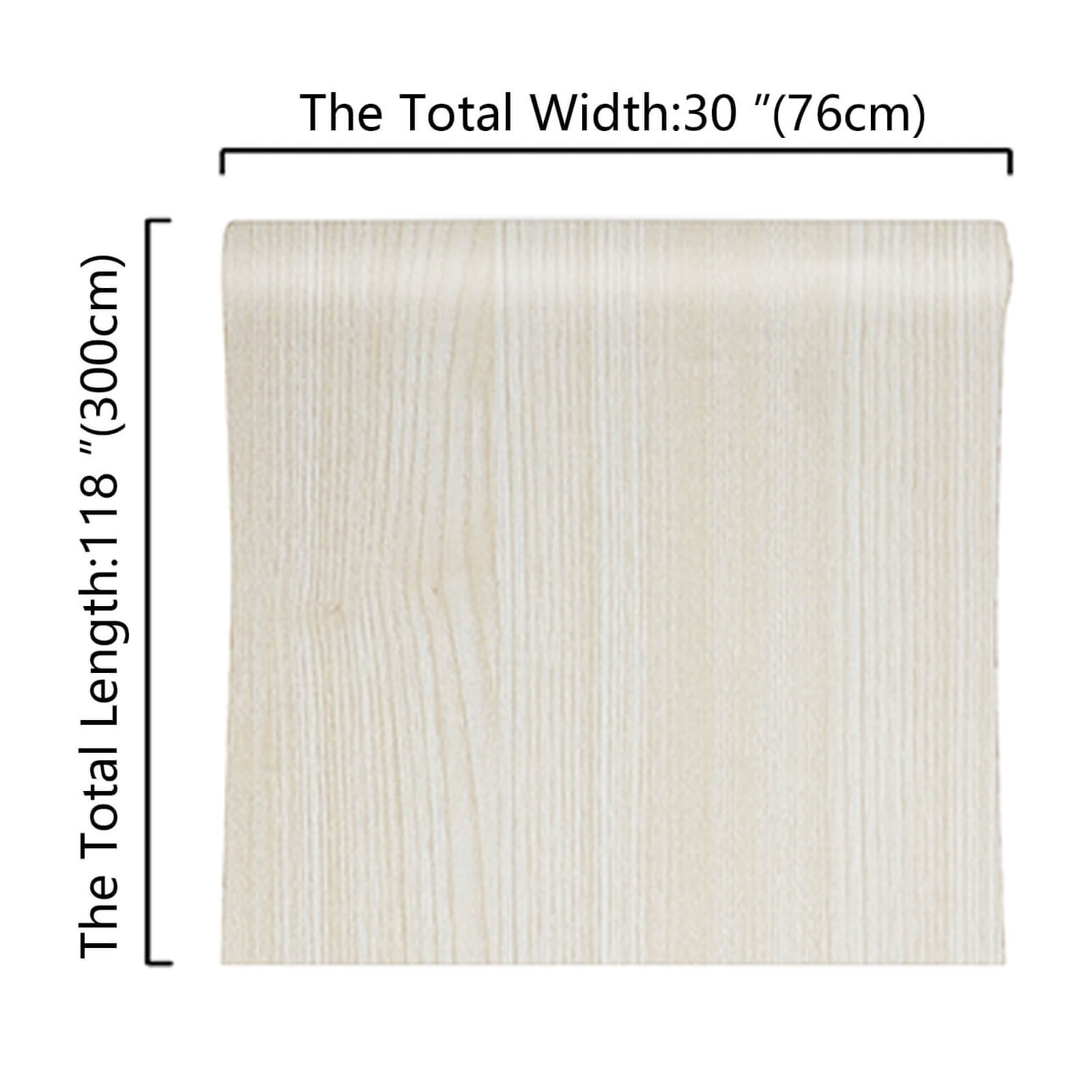    30in-wide-118in-long-white-wood-vinyl-paper-roll