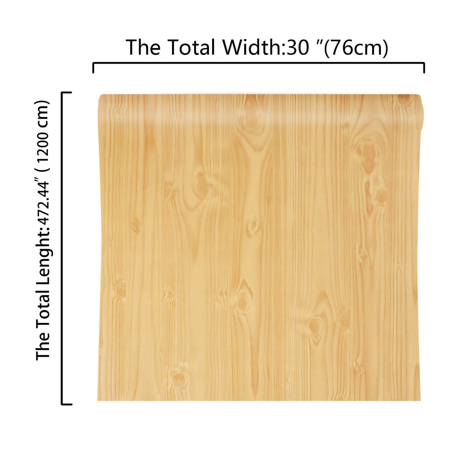    30in-wide-118in-long-yellow-wood-vinyl-paper-roll