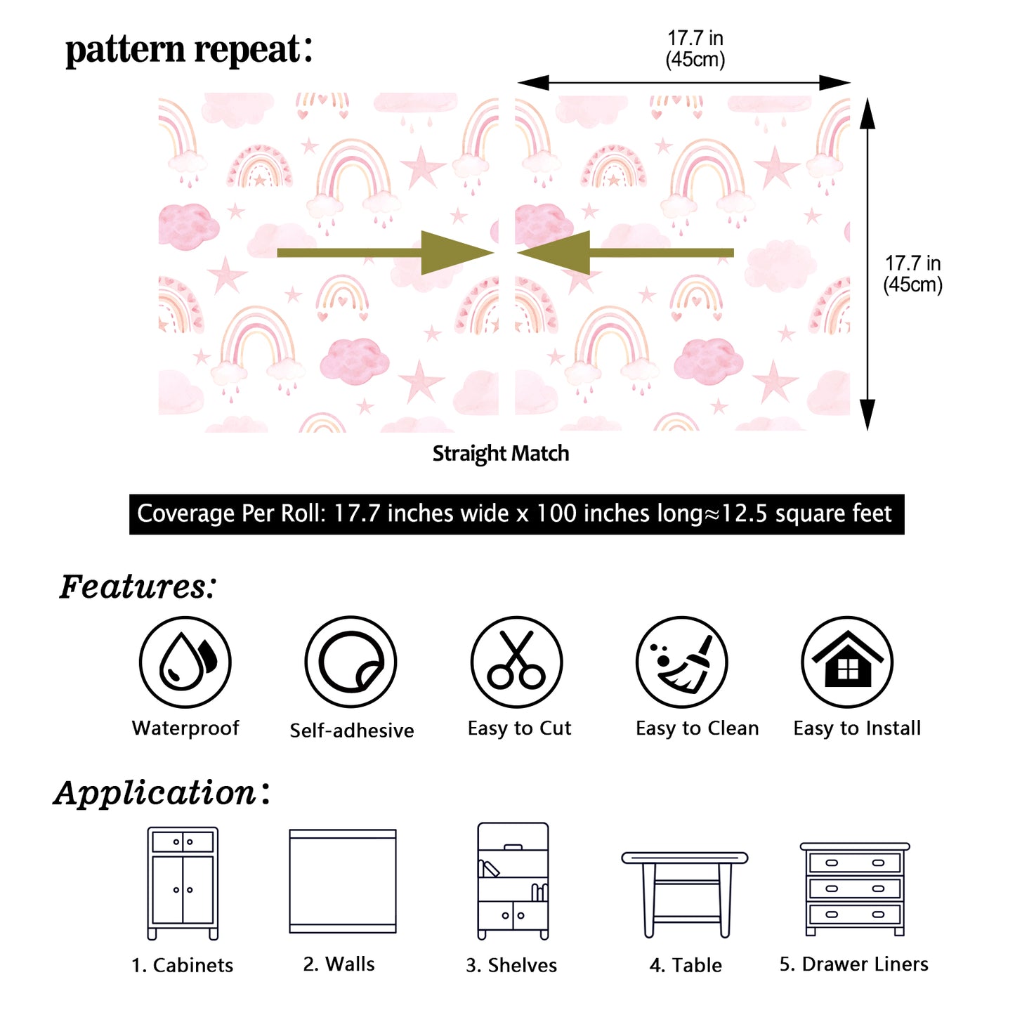 Watercolor Pink Rainbow Peel and Stick Wallpaper
